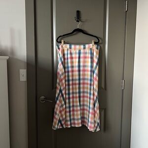 LOFT | Multicolor Plaid Midi Skirt